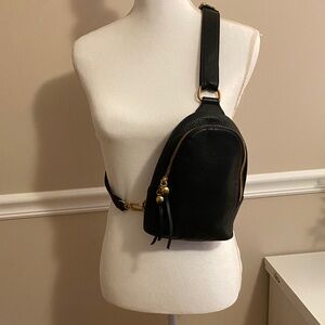HOBO Black Leather Bag with Gold Details